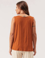 Blusa Linho Decote V Marrom Terra