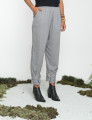 Calça Linho Botão Barra Cinza Granizo