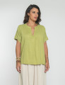 Blusa Prega Linho Verde Atemoia