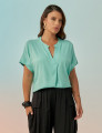 Blusa Prega Linho Azul Salina