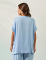 Blusa Prega Linho Azul Brisa