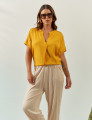 Blusa Prega Linho Amarelo Mel