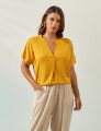 Blusa Prega Linho Amarelo Mel