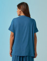 Blusa Prega Linho Azul Petróleo