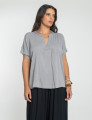 Blusa Prega Linho Cinza Granizo