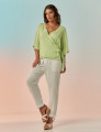 Blusa Envelope Amarração Linho Menta