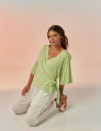 Blusa Envelope Amarração Linho Menta