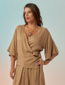 Blusa Envelope Amarração Linho Avelã