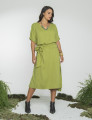 Vestido Linho Faixa Amarração Verde Atemoia
