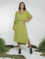 Vestido Linho Faixa Amarração Verde Atemoia