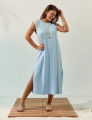 Vestido Fenda Bicolor Azul Brisa