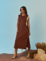 Vestido Fenda Bicolor Marrom Cacau