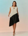 Vestido Diagonal Bicolor Preto