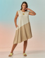 Vestido Diagonal Bicolor Cogumelo