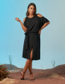 Vestido Abertura Ombro Preto