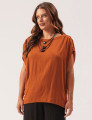 Blusa Franzida Linho Marrom Terra