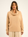 Blusa Tricot Gola Ampla Bege Areia