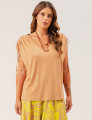 Blusa Decote V Detalhe Ombro Canaleta Bege Deserto