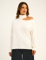Blusa Gola Alta Abertura Decote Off