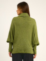 Blusa Tricô Morcego Gola Alta Verde Oliva