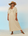 Vestido Kaftan Franzido Trigo