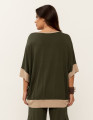 Blusa Bicolor Ampla Verde Militar