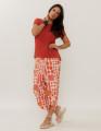 Calça Envelope Estampa Etnica Romã