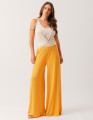 Calça Maxi Pantalona Amarelo Âmbar