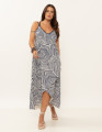 Vestido Camadas Estampa Labirinto Marinho
