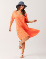 Vestido Bata Linho Laranja Coral