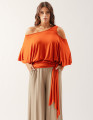 Blusa Abertura Ombros Faixa Laranja Brasa