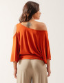 Blusa Abertura Ombros Faixa Laranja Brasa