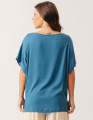 Blusa Quadrada Linho Azul Petróleo