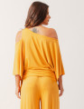 Blusa Abertura Ombros Faixa Amarelo Âmbar