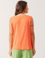 Blusa Linho Decote V Laranja Coral