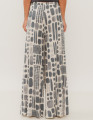 Calça Maxi Pantalona Estampa Etnica Calcário