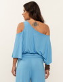 Blusa Abertura Ombros Faixa Azul Calmaria