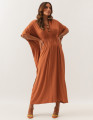 Vestido Kaftan Franzido  Amendoa