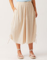 Calça Pantacourt Linho Bege Aveia