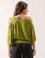 Blusa Abertura Ombros Faixa Verde Natureza