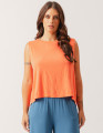 Blusa Cropped Linho Laranja Coral