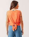 Blusa Cropped Linho Laranja Coral