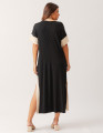 Vestido Midi Bicolor Preto