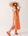 Vestido Midi Bicolor Laranja Energia