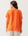 Blusa Quadrada Linho Laranja Cítrico