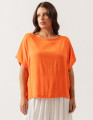 Blusa Quadrada Linho Laranja Cítrico