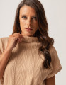 Blusa Tricô Gola Média Bege Areia