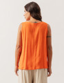 Blusa Linho Decote V Laranja Cítrico