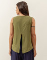 Blusa Cropped Linho Verde Selva