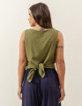 Blusa Cropped Linho Verde Selva